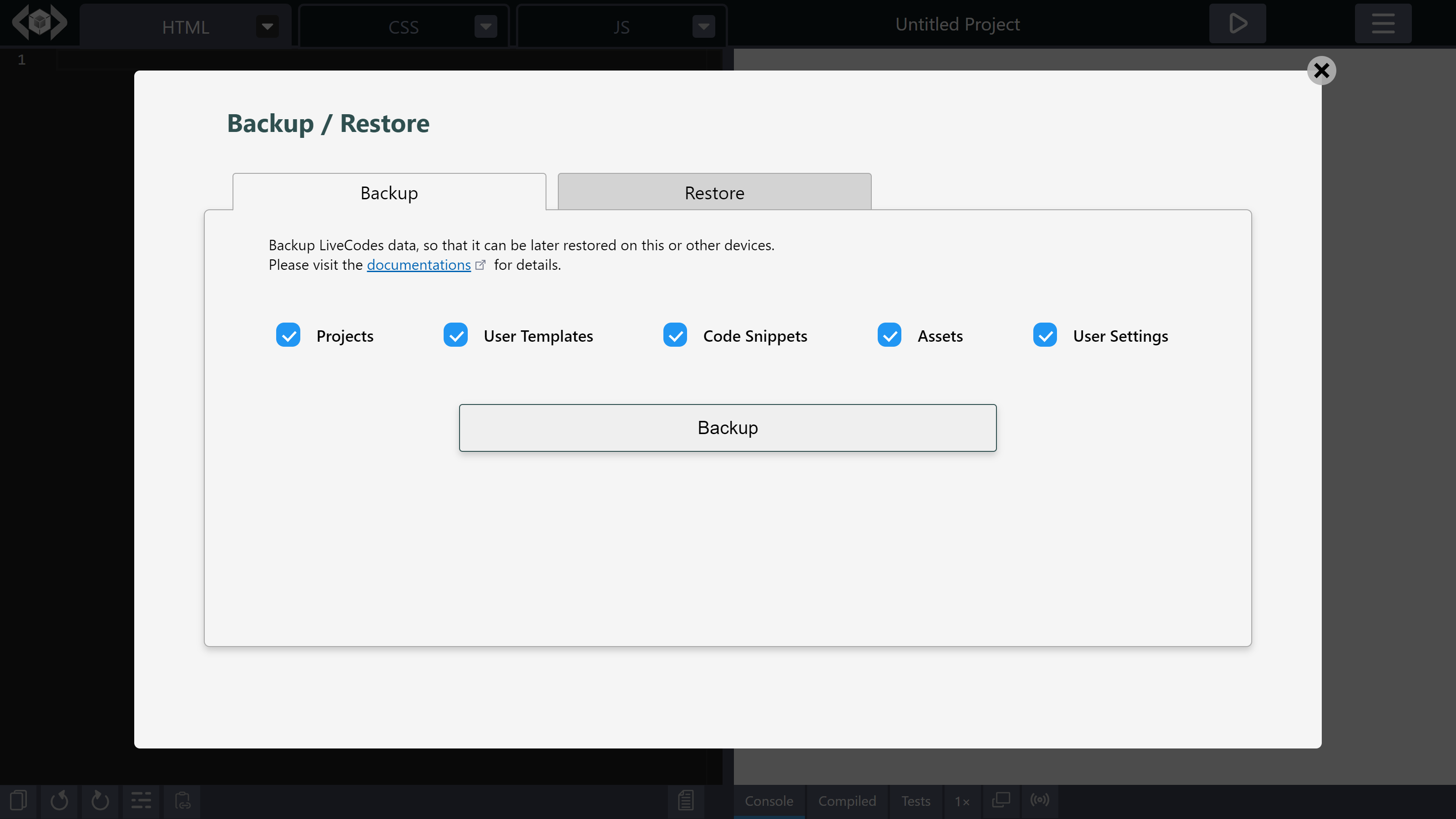 Backup and restore your data