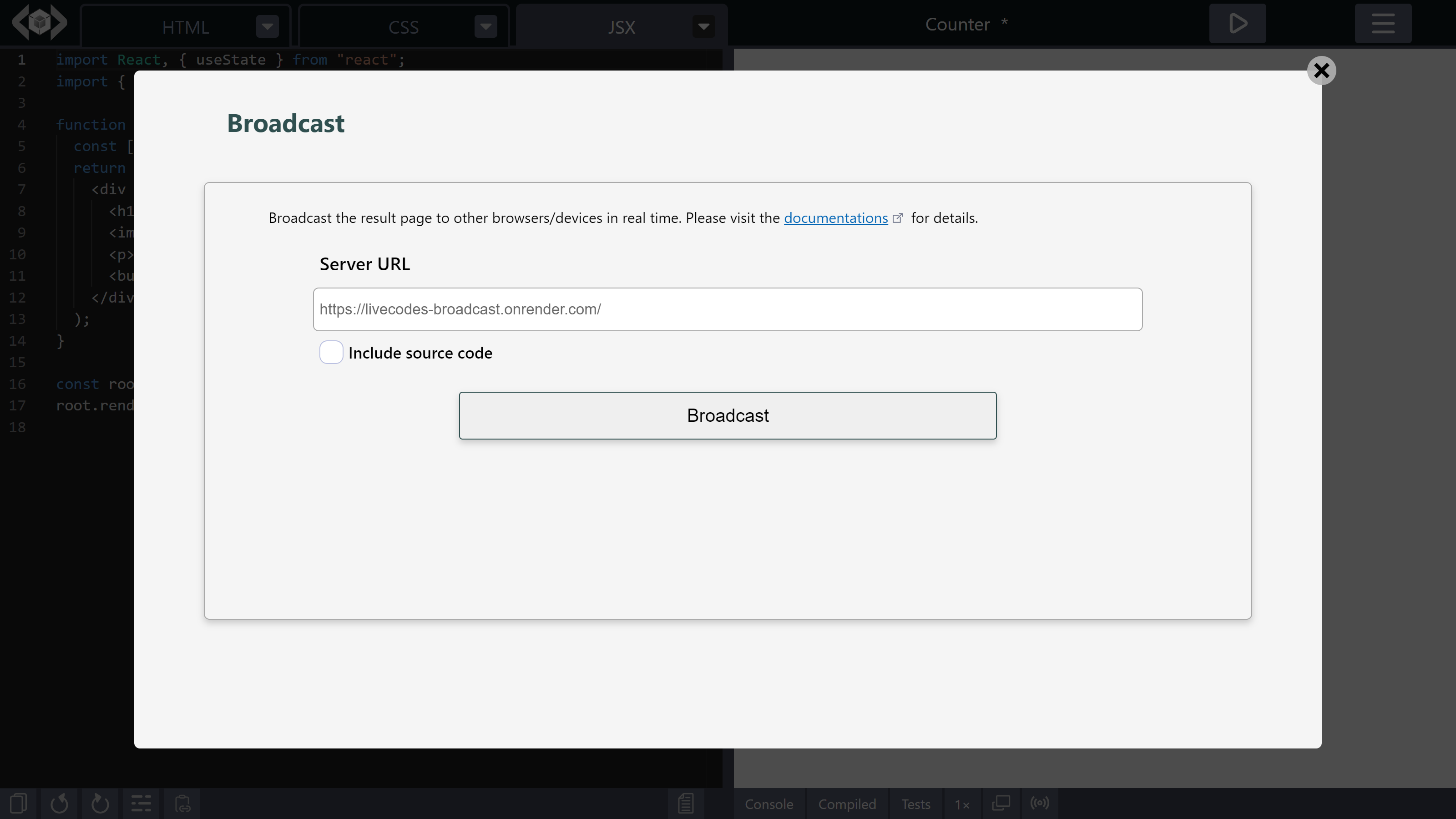 Broadcast real-time code changes